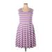 Lularoe Casual Dress - A-Line Scoop Neck Sleeveless: Purple Color Block Dresses - Women's Size 22