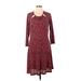 MICHAEL Michael Kors Casual Dress - A-Line Scoop Neck 3/4 sleeves: Burgundy Dresses - Women's Size Large