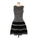 Betsy & Adam Casual Dress - A-Line Crew Neck Sleeveless: Black Print Dresses - Women's Size 12