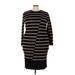 Lane Bryant Casual Dress - Sweater Dress Crew Neck Long sleeves: Black Stripes Dresses - Women's Size 26 Plus