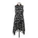 Simply Vera Vera Wang Casual Dress - Shirtdress High Neck Sleeveless: Black Floral Dresses - Women's Size Small