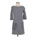 Amour Vert Casual Dress - Shift: Gray Stripes Dresses - Women's Size Small