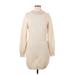 H&M Casual Dress - Sweater Dress High Neck Long sleeves: Ivory Solid Dresses - Women's Size Medium