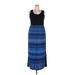 Faded Glory Casual Dress - Maxi: Blue Chevron/Herringbone Dresses - Women's Size 2X-Large