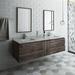 Loon Peak® Loon Peak Idalys 72" Wall-Mount Double Sink Bathroom Vanity Set w/ Mirror (Faucet Not Included) Wood/Quartz Top in Brown | Wayfair