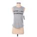 Spiritual Gangster Tank Top Silver One Shoulder Tops - New - Women's Size X-Small