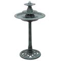 Fleur De Lis Living 35" Outdoor Pedestal Water Fountain & Birdbath, Waterfall w/ Recirculating Pump For Garden Patio Backyard Décor, Green | Wayfair