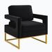 Leisure Chair - Armchair - Mercer41 Modern Style Accent Chair w/ Gold Metal Base, Velvet Upholstered Leisure Chair w/ Open Armrest, Armchair, Cream | Wayfair