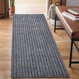 Gray 6' x 73' Area Rug - Ebern Designs Runner Rug Hallway Non Slip Rubber Back Custom Size As Carpet Doormat Throw Rug Grey Striped | Wayfair
