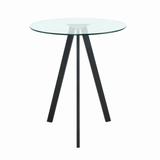 Ebern Designs Modern Kitchen Glass Dining Table ROUND Tempered Glass BAR Table Top, Clear BAR Table Metal Legs, LegsSet Of 1 in Black | Wayfair