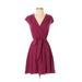 Maison Jules Casual Dress - Fit & Flare: Purple Solid Dresses - Women's Size Small