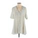 11.1. Tylho Casual Dress - Shirtdress: Ivory Checkered/Gingham Dresses - Women's Size Small