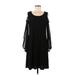 MSK Casual Dress - A-Line Scoop Neck Long sleeves: Black Print Dresses - New - Women's Size 6