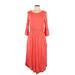 Reb & J. Casual Dress - Midi: Orange Solid Dresses - Women's Size Large