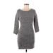 Jack by BB Dakota Casual Dress - Mini Scoop Neck 3/4 sleeves: Gray Marled Dresses - Women's Size Medium