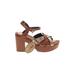 White Mountain Heels: Brown Snake Print Shoes - Women's Size 10 - Open Toe