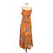 Petal and Pup Casual Dress: Orange Floral Motif Dresses - Women's Size 8