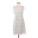 Eliza J Cocktail Dress - Shift: White Jacquard Dresses - Women's Size 4