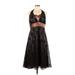Bari Jay Cocktail Dress - Midi V-Neck Sleeveless: Black Print Dresses - Women's Size 14