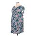 Old Navy - Maternity Casual Dress: Blue Floral Motif Dresses - Women's Size 2X-Large