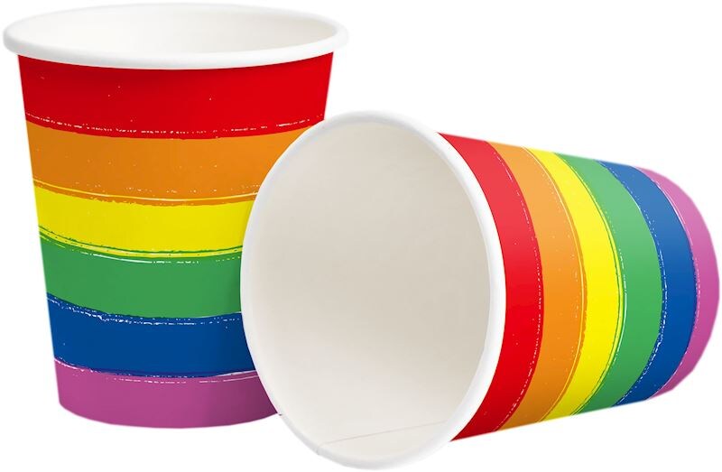 10 Becher Regenbogen mit Bio-Beschichtung Rainbow bunt Image