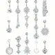 Drperfect 14G Belly Button Rings Dangle 316L Stainless Steel Belly Rings for Women Navel Piercing