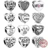 Love you Mom Openwork Charm a forma di cuore perline in argento Sterling 925 per le donne adatte