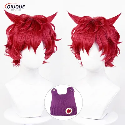 Heart steel sett cosplay perücke spiel lol kurz rot hitze beständiges synthetisches haar anime Image