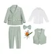 Boys Birthday Blazer Set Spring 2024 Toddler School Uniform Outfits Green Handsome Flower Child