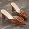 Ladies Shoes 2024 Butterfly Pointed Toe Women's Brown Slippers Dress Office Slip on Ladies Heeled