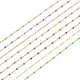 1pc 304 Stainless Steel Gold Color Link Cable Chain Necklace For Round Multicolor Enamel Women