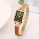 Women Watches Reloj Mujer Square Ladies Quartz Watch Magnetic Strap Green Dial Simple Rose Gold Mesh