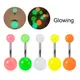 5PCS 14G Glowing Belly Button Rings for Women Acrylic Balls 316L Surgical Stainless Bar Navel