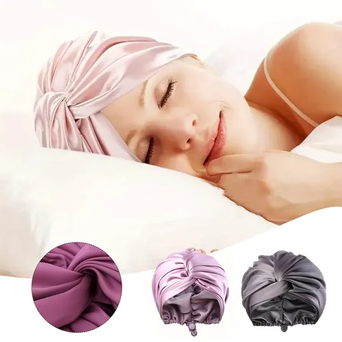 Damen-Satin-Schlafmütze Nachtschlafmütze für Damen Duschhauben wasserdicht solide Schlafmütze