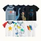 2022 kinder Kleidung T-Shirts für Jungen 100% Baumwolle Kurzarm Dinosaurier Cartoon Fußball Star