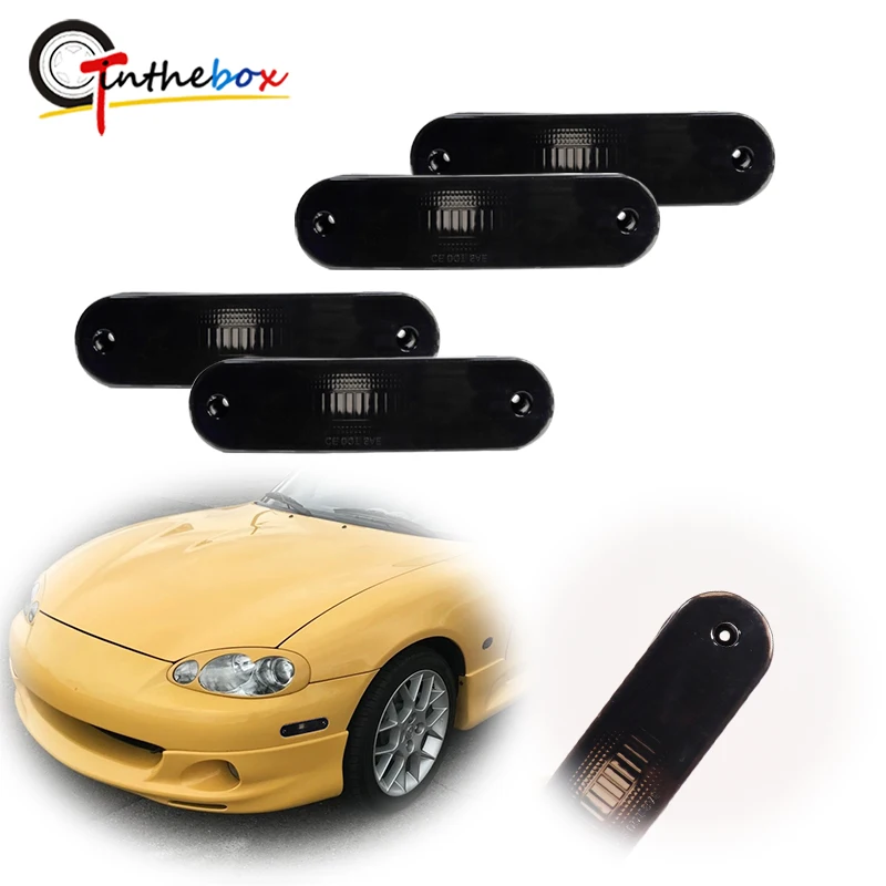 Gtinthebox Geräucherte Linse vorne/hinten Stoßstange Seitenmarkierungsleuchte Abdeckung Gehäuse für Mazda Miata/MX-5 1990–2005, keine Glühbirne/Sockel Image