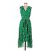 Jessica Howard Casual Dress - Midi: Green Tropical Dresses - Women's Size 6 Petite