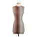 Shein Casual Dress - Mini High Neck Sleeveless: Brown Print Dresses - Women's Size Small Petite