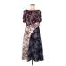 Eliza J Casual Dress - A-Line High Neck Short sleeves: Purple Print Dresses - Women's Size 6