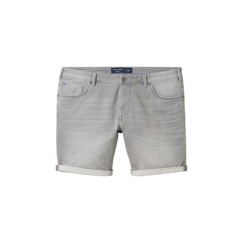 TOM TAILOR Herren Plus - Jeansshorts, grau, Uni, Gr. 48