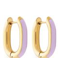 Simply Rhona Lilac Enamel U Hoop Earrings In 18K Gold Plated Stainless Steel - Gold