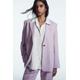 COS Women's Single-Breasted Linen-Blend Blazer - Purple - Purple