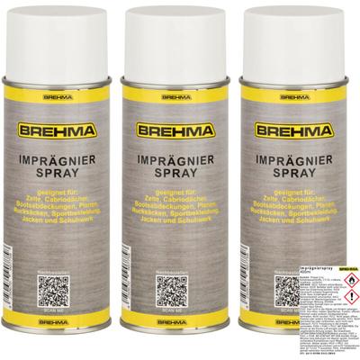 3x Brehma Imprägnierspray transparent Zelte Markisen Schuhe Pavillon