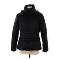 Calvin Klein Coat: Below Hip Black Print Jackets & Outerwear - Women's Size Medium