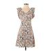 Ann Taylor LOFT Outlet Casual Dress - A-Line V Neck Sleeveless: Tan Dresses - Women's Size 00 Petite