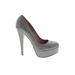 Alejandro Ingelmo Heels: Slip-on Platform Minimalist Gray Solid Shoes - Women's Size 38.5 - Round Toe