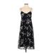 Zara Basic Cocktail Dress - Midi: Black Floral Motif Dresses - Women's Size Small