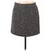 Ann Taylor LOFT Outlet Casual Mini Skirt Mini: Gray Stripes Bottoms - Women's Size 8 Petite