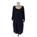 Gianni Bini Casual Dress - Shirtdress: Blue Solid Dresses - Women's Size Large