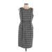 Liz Claiborne Casual Dress - Shift: Gray Houndstooth Dresses - Women's Size 12